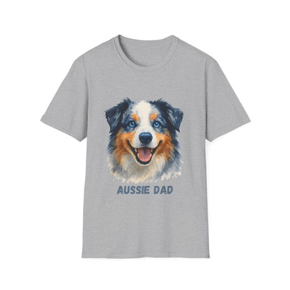 Aussie Dad Watercolor Australian Shepherd Unisex T-Shirt