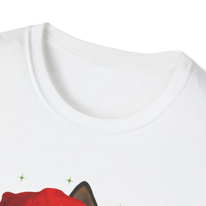 Merry Christmas Cute German Shepherd in Santa Hat Unisex T-Shirt