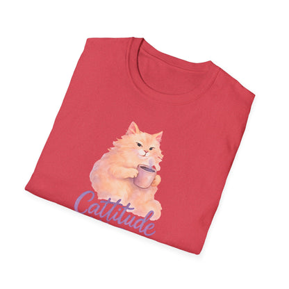 Cat with Coffee Cup T-Shirt