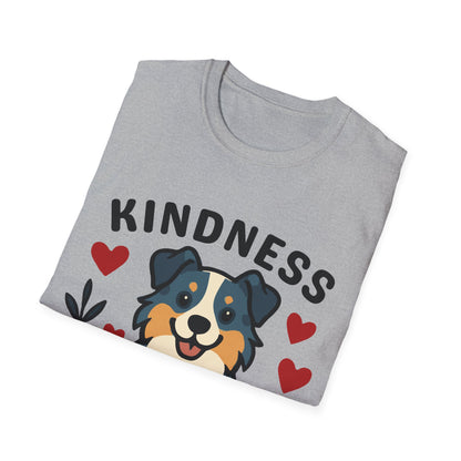 Kindness Matters Australian Shepherd Unisex T-Shirt — Cute Cartoon Dog Tee