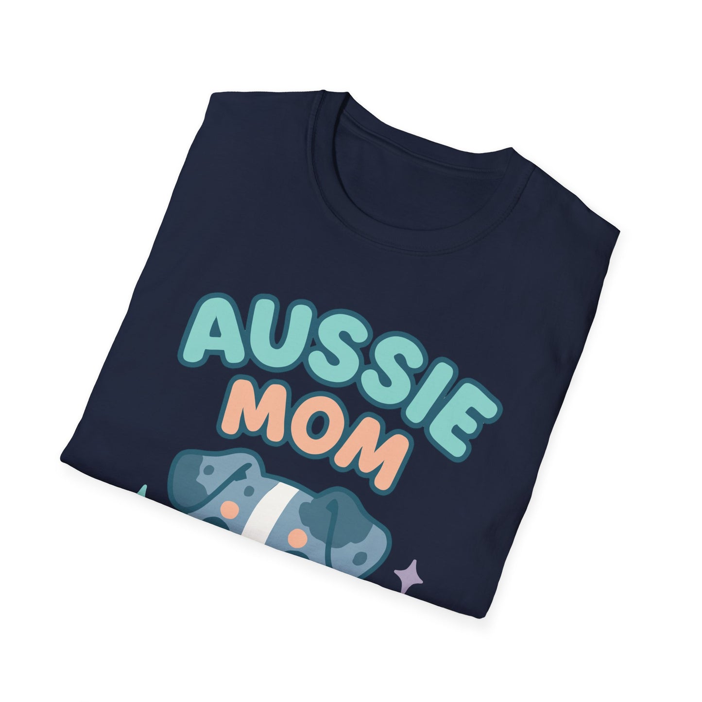 Aussie Mama Soft Cartoon Australian Shepherd Design Unisex T-Shirt