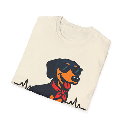 Dachshund With Heartbeat And Cool Sunglasses Dog Unisex T-Shirt